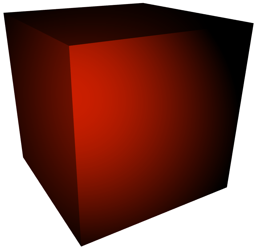 The custom geometry with proper normals rendered in a scene with a red spotlight.