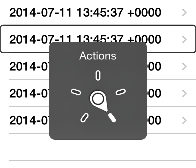 The Rotor showing the Actions item